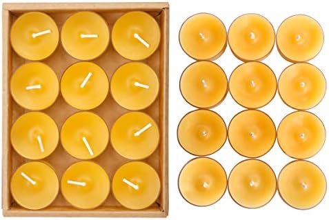 12pcs Natural Beeswax Tealight Candles Handmade Decorative Unscented