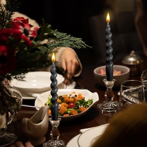 Berkebun 20cm Spiral Taper Dinner Candles 2pcs Black