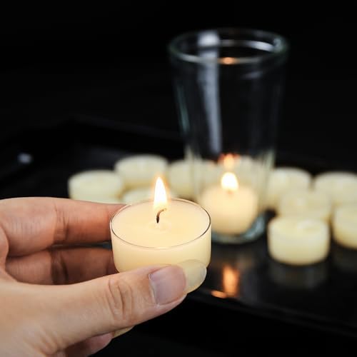32 Count Pure Beeswax Tealight Candles - 4 Hour Smokeless Burn