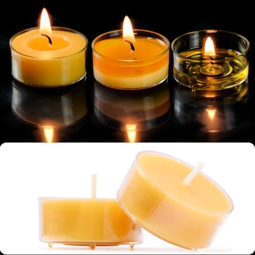 16 Pack Natural Beeswax Tea Light Candles with Extended Burn Time