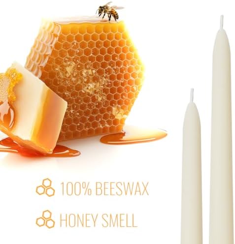 Ivory Beeswax Taper Candles Pack of 10