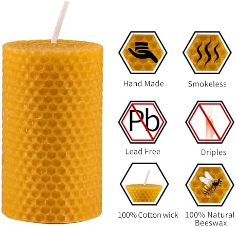 Beeswax Pillar Candles Bulk Set of 9 Handmade Natural