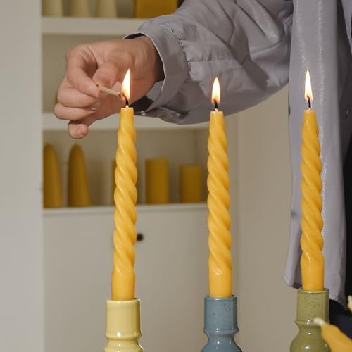 DEYBBY Spiral Beeswax Candles Set of 4