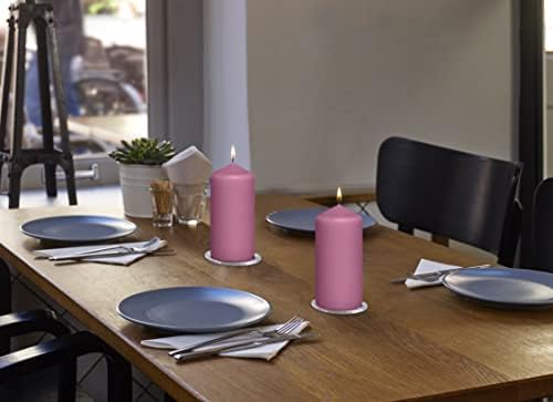 BOLSIUS 8 Pink Pillar Candles - 43 Hours Burn Time