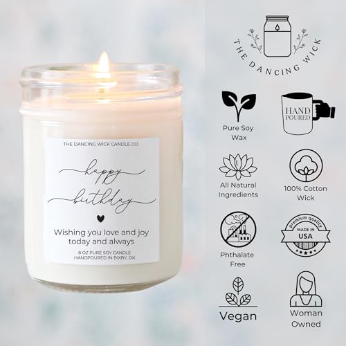 Happy Birthday Vanilla Cake Candle - 8oz Hand-Poured in USA