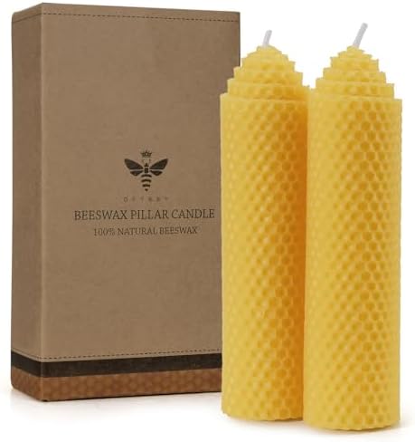 DEYBBY Beeswax Pillar Candles Set of 2