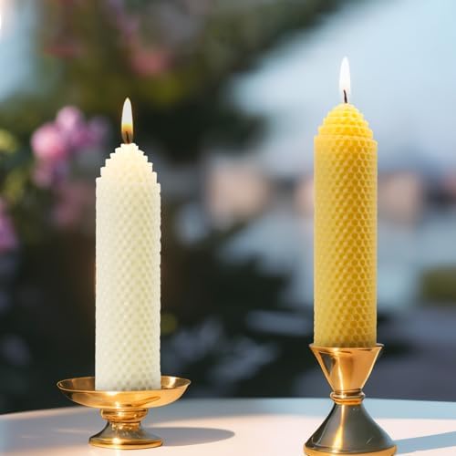 DEYBBY Beeswax Pillar Candles Set of 2