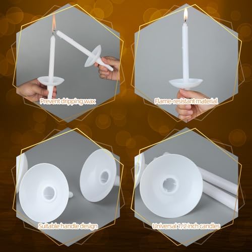 50 Pcs Reusable Plastic Candle Holders for Church and Events