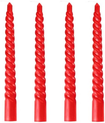 Red Taper Spiral Candles 8 Inch Set of 4