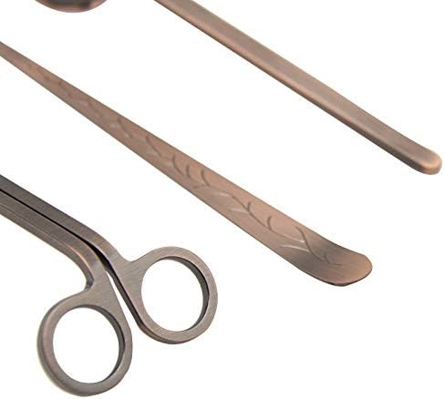 3 in 1 Candle Accessories Set Red Copper Includes Snuffer Trimmer Dipper
