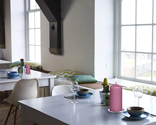 BOLSIUS 8 Pink Pillar Candles - 43 Hours Burn Time