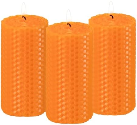 KONNI Beeswax Pillar Candles Set of 3 2x4 Inch Unscented