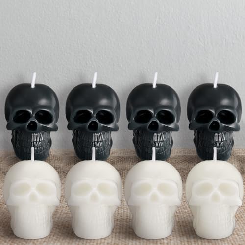 Nuanchu 8 Pcs Halloween Skull Candles Set