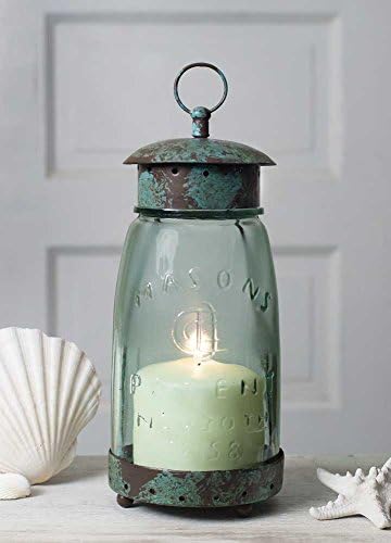Colonial Tin Works Green Mason Jar Candle Lantern