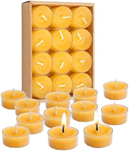 12pcs Natural Beeswax Tealight Candles Handmade Decorative Unscented