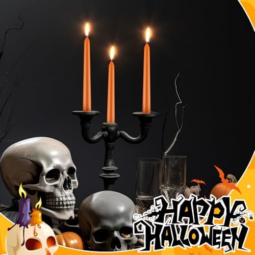Patelai 20 Pcs Halloween Orange and Black Taper Candles