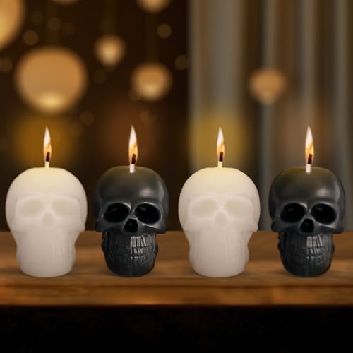 Nuanchu 8 Pcs Halloween Skull Candles Set