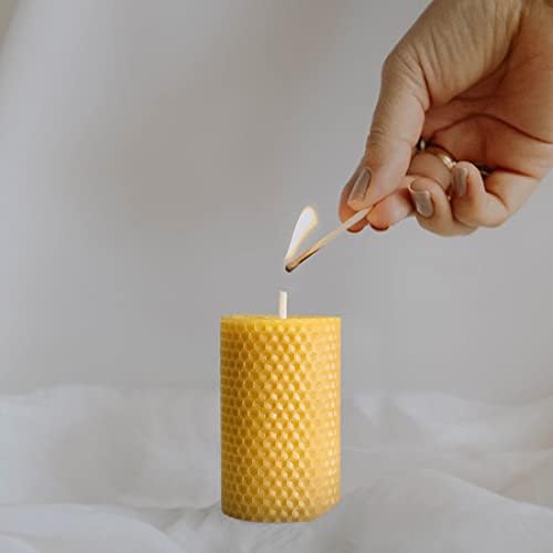 DEYBBY Beeswax Pillar Candles Set of 6 2x33 in