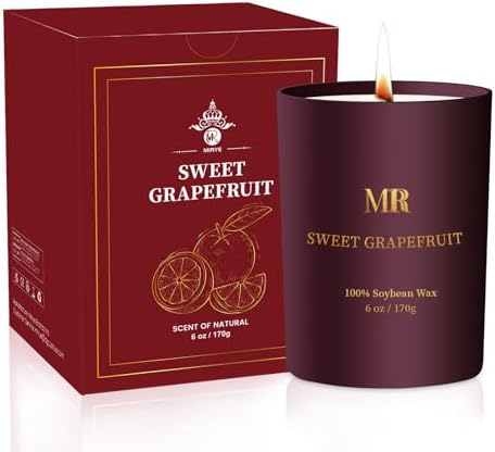Sweet Grapefruit Aromatherapy Candle for Women - 6oz Soy Jar Candle