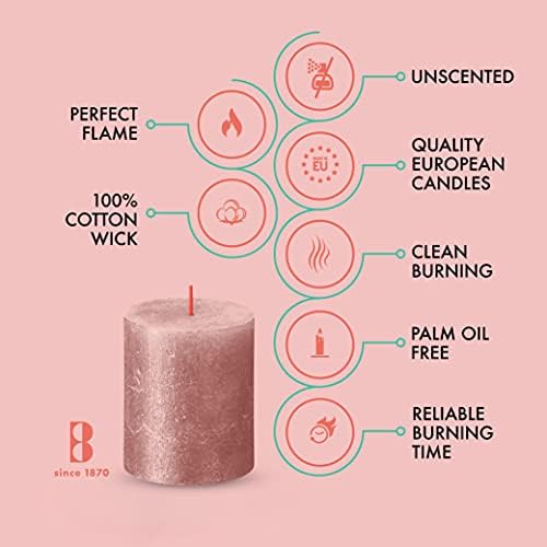 BOLSIUS Pink Shimmer Metallic Pillar Candles 4 Pack 1