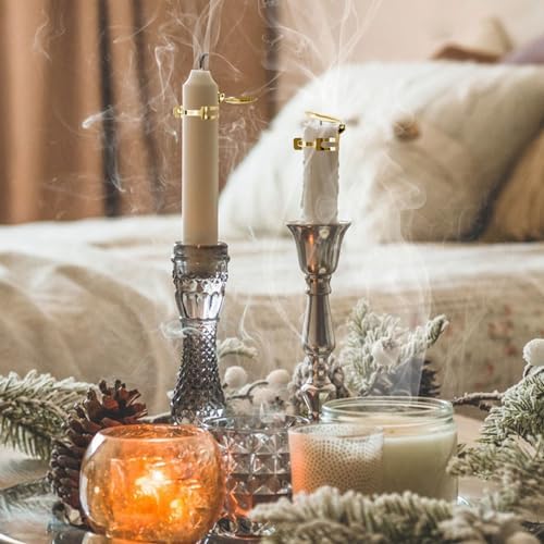 12Pcs Automatic Candle Snuffer Kit with Gold Scallop Design
