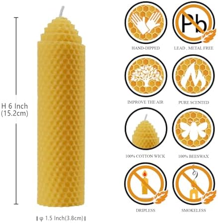 DEYBBY Beeswax Pillar Candles Set of 2