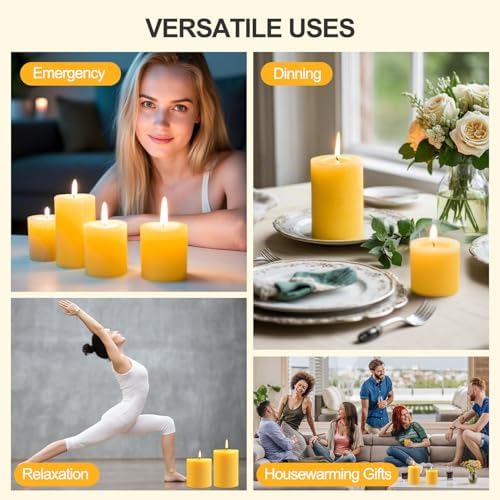 Furnizone Beeswax Pillar Candles 2 Pack 3x3in Unscented
