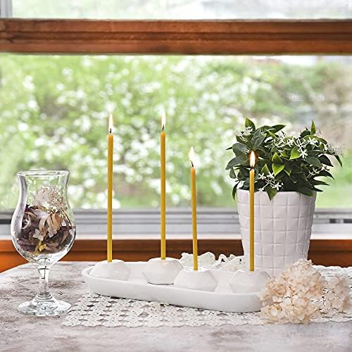 Votprof 50 All Natural Beeswax Taper Candles - Tall Unscented Dripless Smokeless Slow Burning