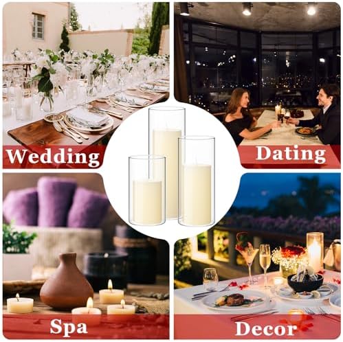 Shihanee 12 Piece Pillar Candle Set with Clear Glass Vases 1