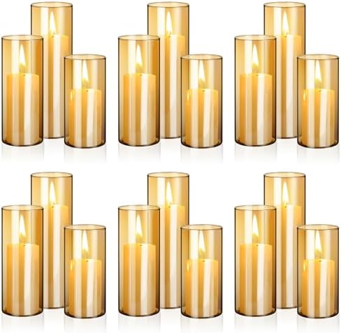 Shihanee 36 Pcs Pillar Candles and Glass Vases Set 1
