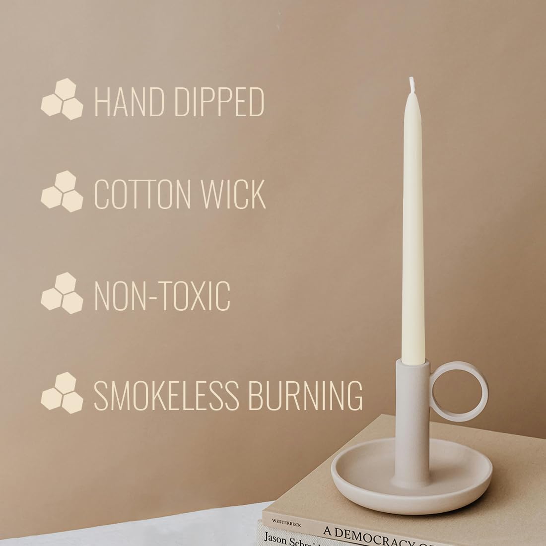 Ivory Beeswax Taper Candles Pack of 10