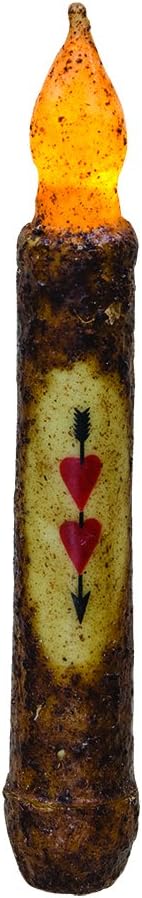 CWI Gifts 6 Inch Burnt Mustard Heart Timer Taper Candle