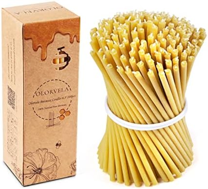 Pure Beeswax Taper Candles 63 30min Burn Time 100 pcs