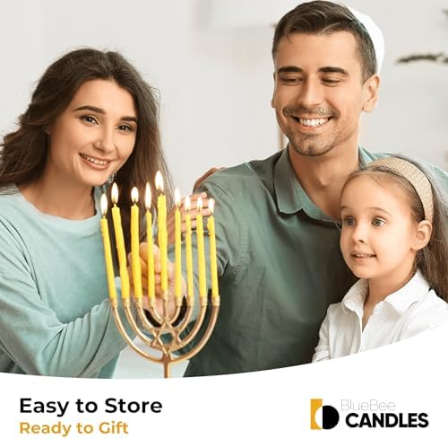 BlueBee Pure Beeswax Taper Candles 40pcs Set with Holders