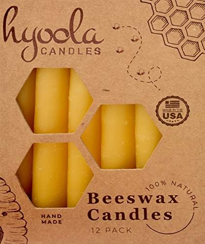 Hyoola Beeswax Tree Candles 12 Pack - Handmade in USA - Yellow