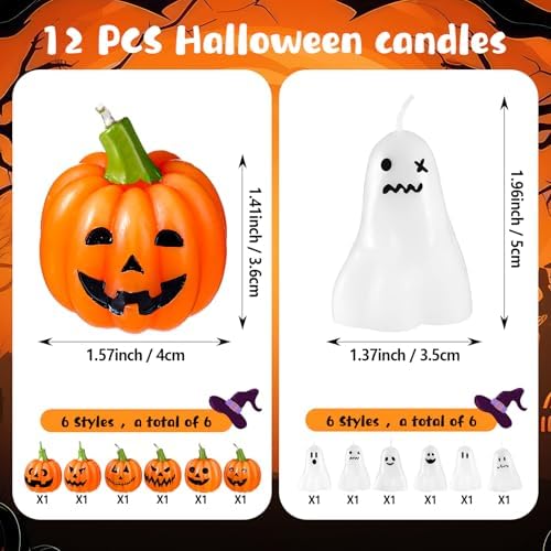 MTLEE 12 Pcs Halloween Ghost Candles Set
