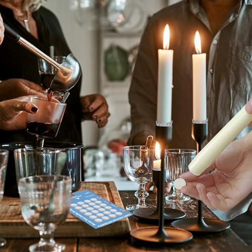 ZECHKAVAA Taper Candle Fittings Set 30 Silver Bobeches 24 White Sticky Dots