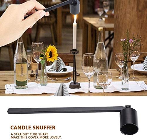 Walfront Stainless Steel Candle Snuffer Wick Dipper Tool Hook Black