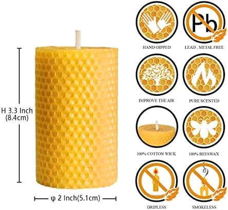 DEYBBY Beeswax Pillar Candles Set of 6 2x33 in