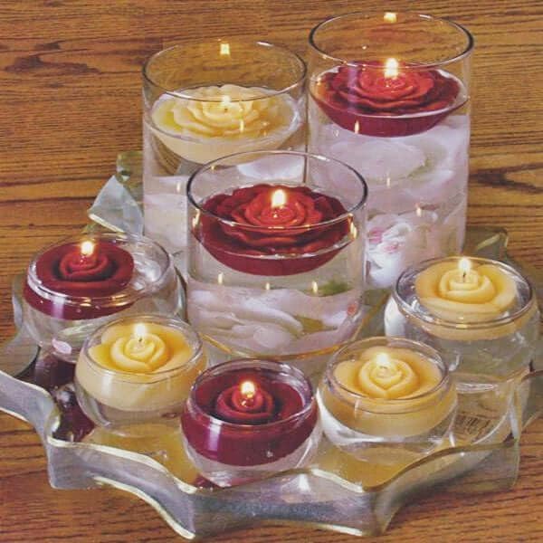 Set of 20 Gold Floating Rose Candles for Events