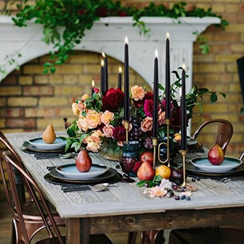 12 Piece Set of Black Cone Candles - 10 Inch Smoke-Free Burners