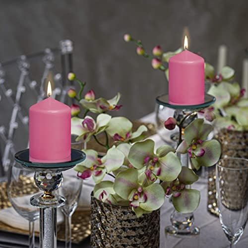 BOLSIUS 10 Pink Pillar Candles - 17 Hour Burn Time