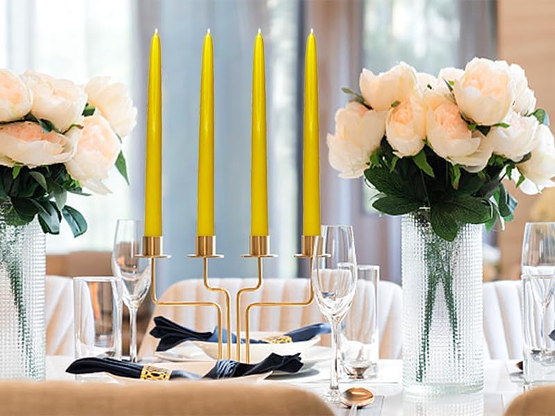 Lacaser 12 Inch Tall Beeswax Taper Candles - 4 Pack