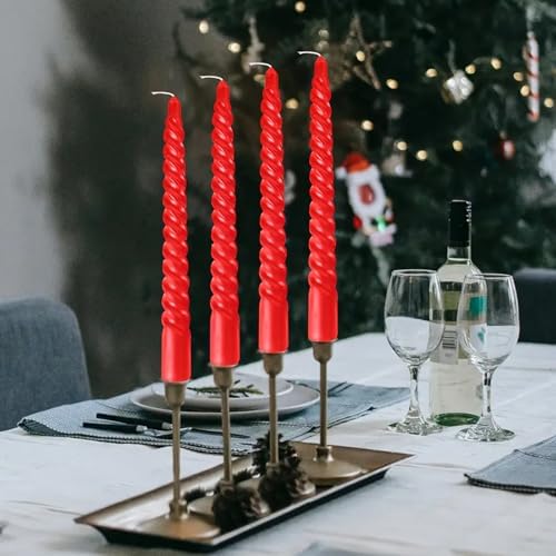 Red Taper Spiral Candles 8 Inch Set of 4