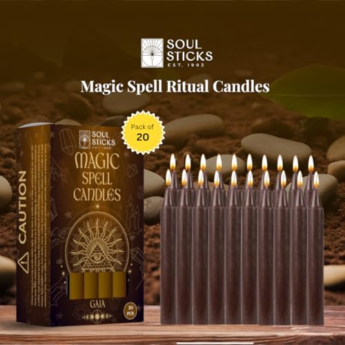 Gaia Magic Spell Chime Taper Candles 20-Pack for Rituals and Meditations