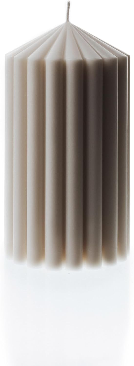 LAWA Ribbed Peak Pillar Candle - White