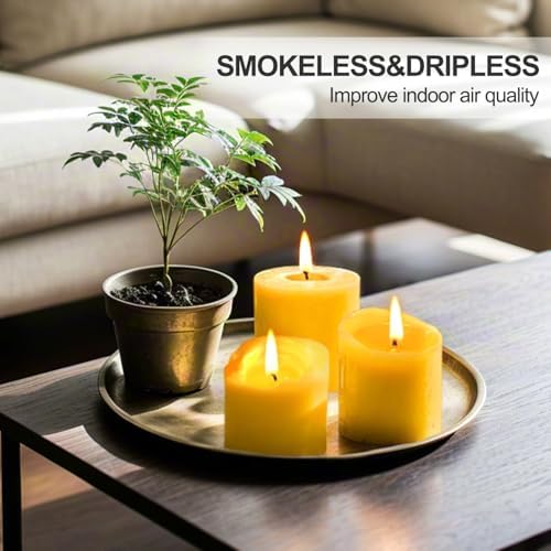 Furnizone Beeswax Pillar Candles 2 Pack 3x3in Unscented