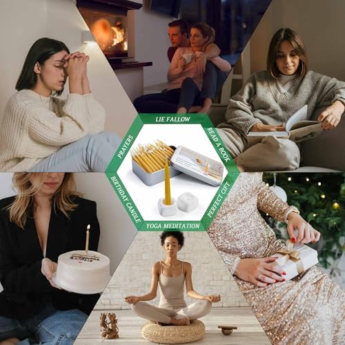 Meditation Beeswax Candles Set 40Pcs Smokeless Taper Candles for Home and Yoga