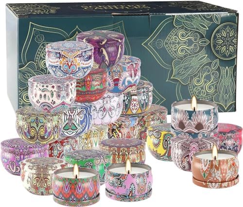 24 Scented Candles Gift Set Soy Wax Jar Candles