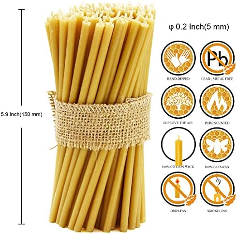 DEYBBY Beeswax Birthday Candles 50 Count Taper Candles